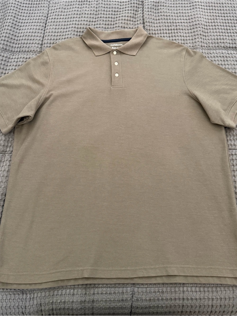 Croft & Barrow Easy Care Men's XXL Beige Solid Short Sleeve Knit Polo Shirt